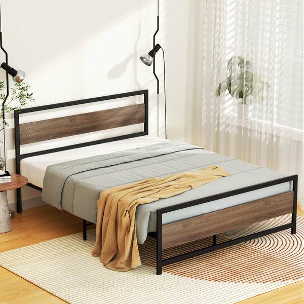 Queen Bed Frames Artiss Bed Frame Queen Size Metal Base Mattress Platform Foundation Black Drew