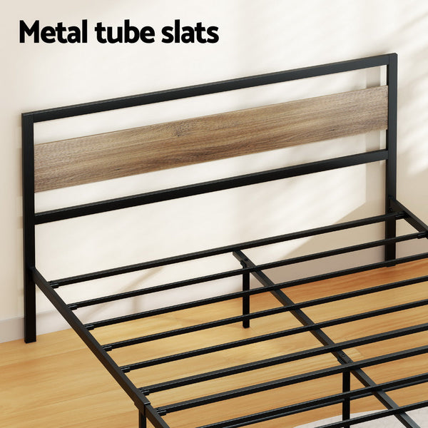 Queen Bed Frames Artiss Bed Frame Queen Size Metal Base Mattress Platform Foundation Black Drew
