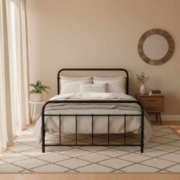 Artiss Bed Frame Metal Leo King Single(Black) King Single Bed Frames
