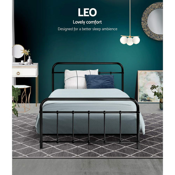 Artiss Bed Frame Metal Leo King Single(Black) King Single Bed Frames