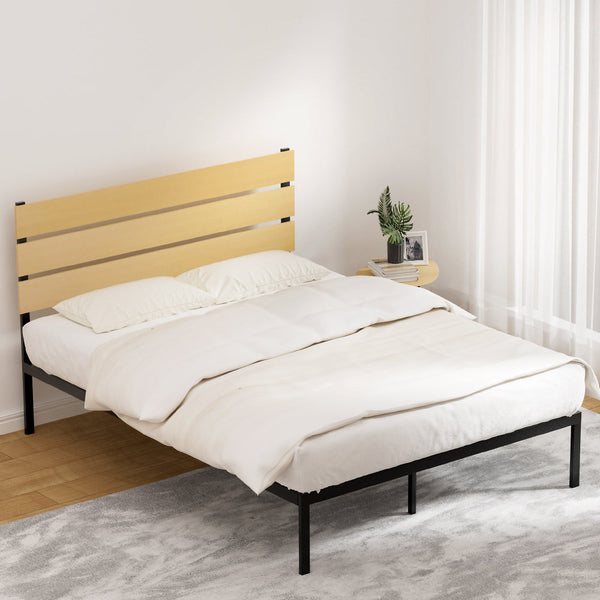 Artiss Bed Frame Queen Size Metal Base Mattress Platform Foundation Black Paula Queen Bed Frames