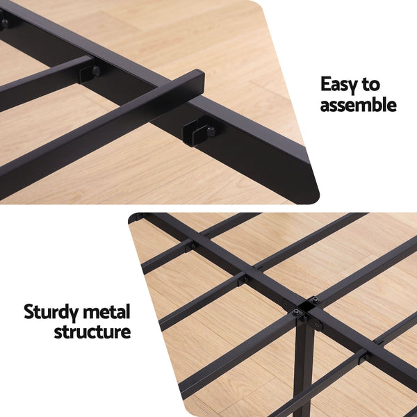 Artiss Queen Bed Frame With Charging Station Wave Black Queen Bed Frames