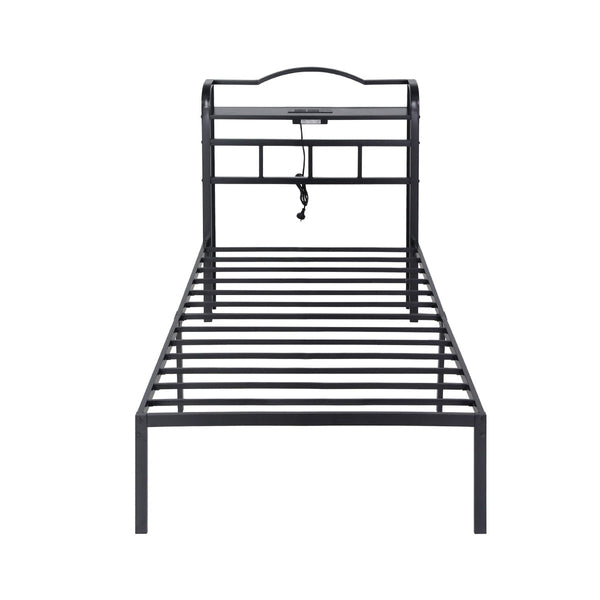 Artiss Single Bed Frame With Charging Station And Storage Black Single Bed Frames