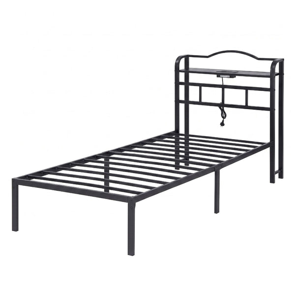 Artiss Single Bed Frame With Charging Station And Storage Black Single Bed Frames