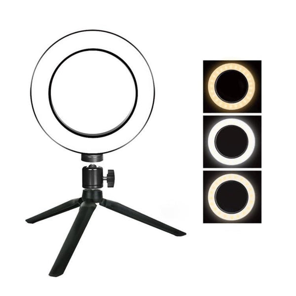 16Cm Dimmable Led Selfie Ring Light With Tripod Stand Selfie Lights