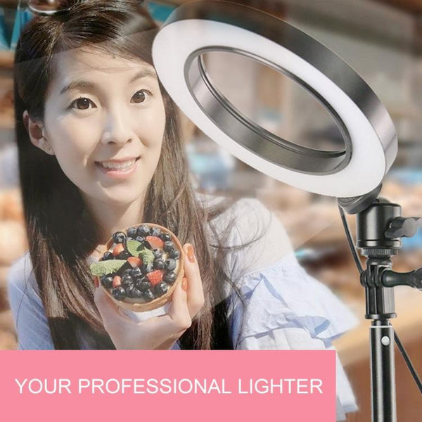 16Cm Dimmable Led Selfie Ring Light With Tripod Stand Selfie Lights