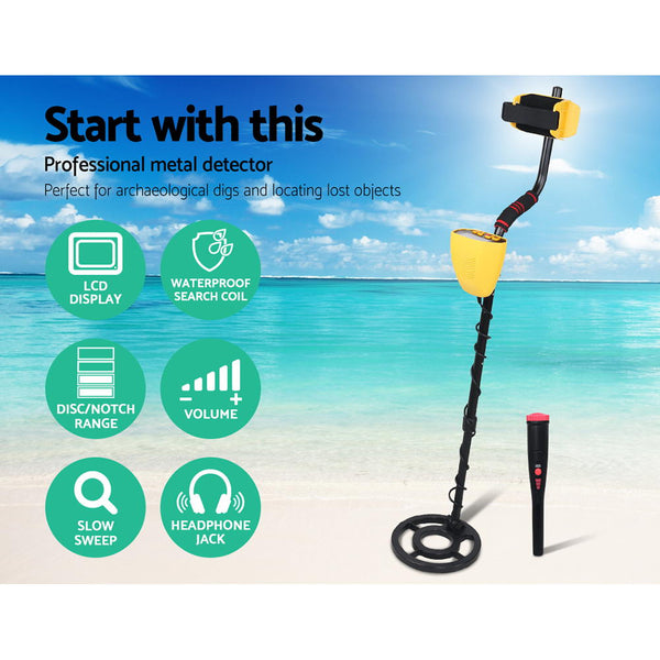 Metal Detector 180Mm Deep Sensitive Waterproof Pinpointer Treasure Hunter Yellow Metal Detectors