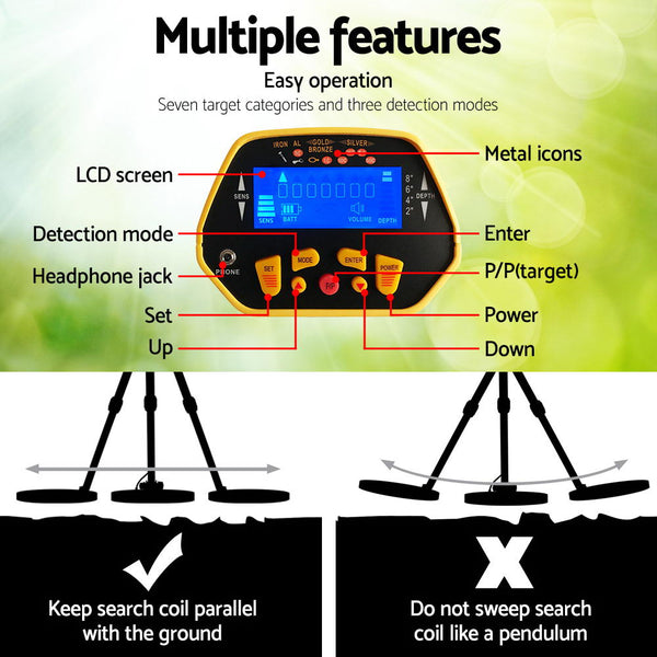Metal Detector 180Mm Deep Sensitive Waterproof Pinpointer Treasure Hunter Yellow Metal Detectors