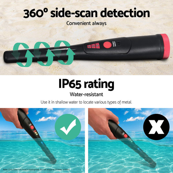 Metal Detector 40Mm Sensitive Handheld Pinpointer Waterproof Automatic Hunter Black Metal Detectors