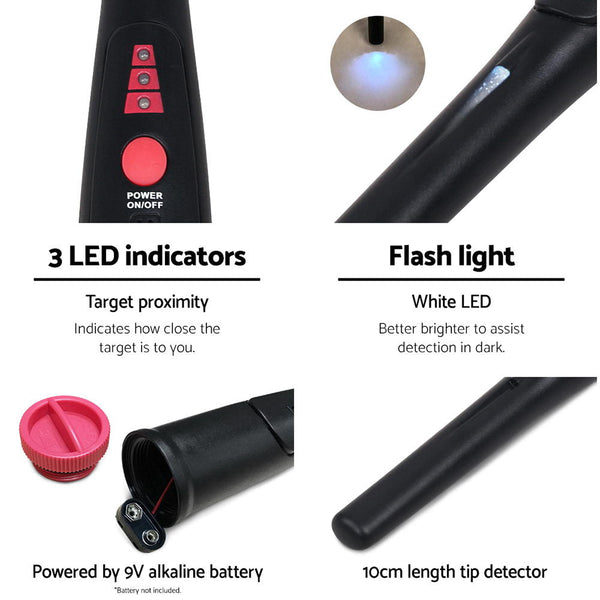 Metal Detector 40Mm Sensitive Handheld Pinpointer Waterproof Automatic Hunter Black Metal Detectors