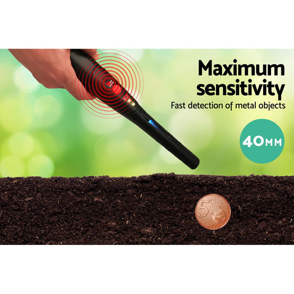 Metal Detector 40Mm Sensitive Handheld Pinpointer Waterproof Automatic Hunter Black Metal Detectors