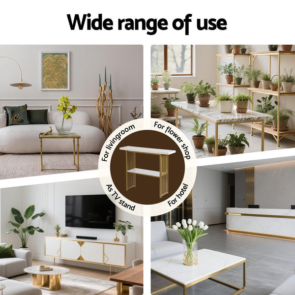 Artiss Console Table Marble Effect White&Gold Tables
