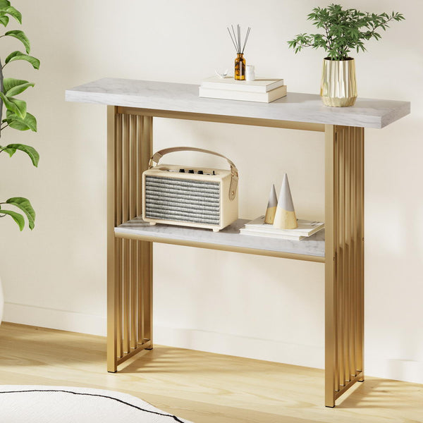 Artiss Console Table Marble Effect White&Gold Tables