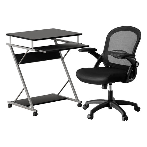 Artiss Computer Desk Mesh Office Chair Set Desks With Keyboard Shelf Try Black Home Office Desks