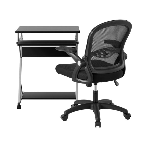 Artiss Computer Desk Mesh Office Chair Set Desks With Keyboard Shelf Try Black Home Office Desks