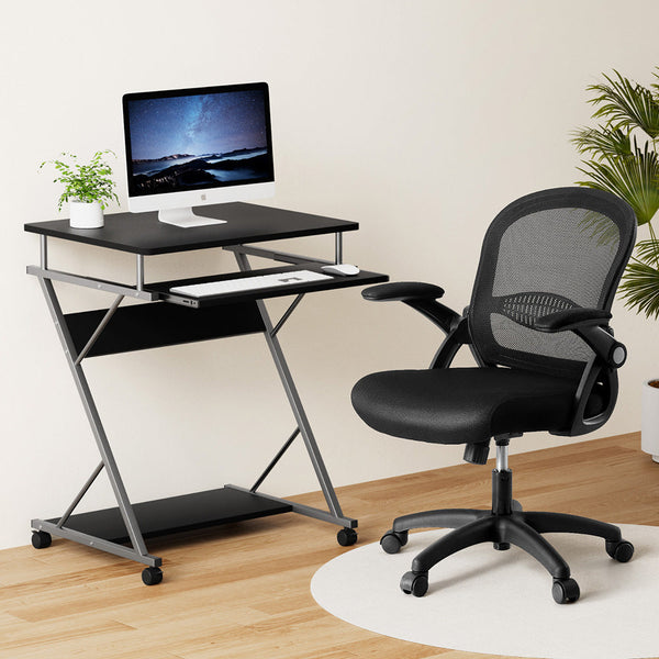 Artiss Computer Desk Mesh Office Chair Set Desks With Keyboard Shelf Try Black Home Office Desks