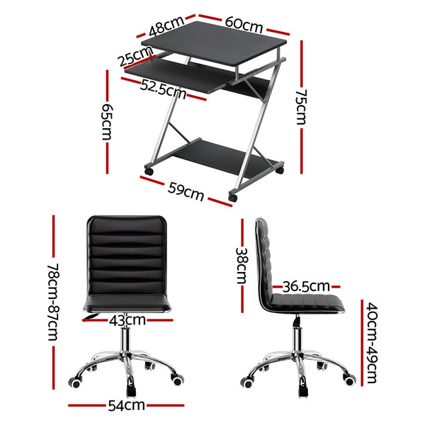 Artiss Computer Desk Office Chair Set Desks With Keyboard Shelf Try Black Home Office Desks