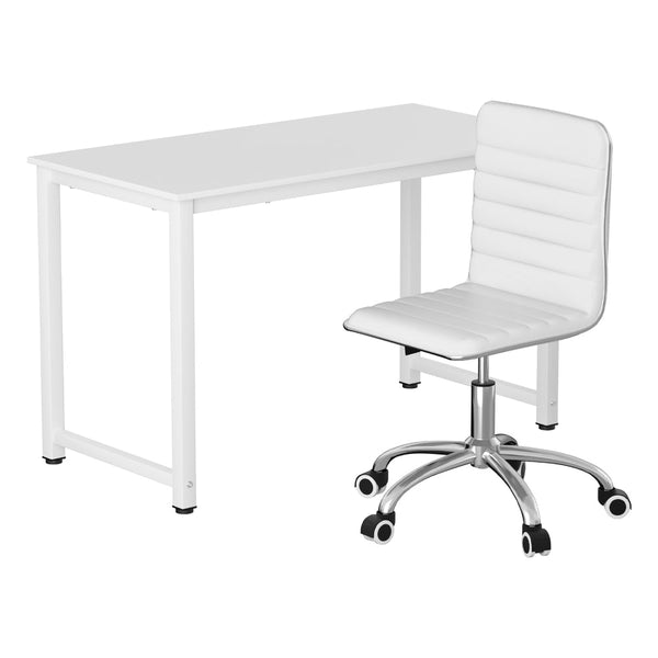 Artiss 120Cm Computer Desk With Executive Office Chairs Set In White Home Office Desks