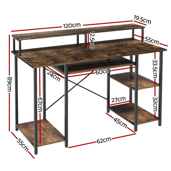 Artiss Computer Desk Laptop Desks Home Office Study Table Open Shelf Brown 120Cm Home Office Desks
