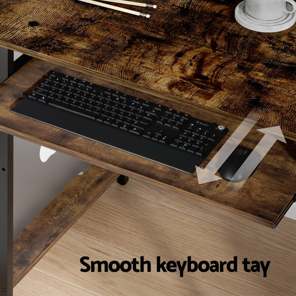 Artiss Computer Desk Laptop Desks Home Office Study Table Open Shelf Brown 120Cm Home Office Desks