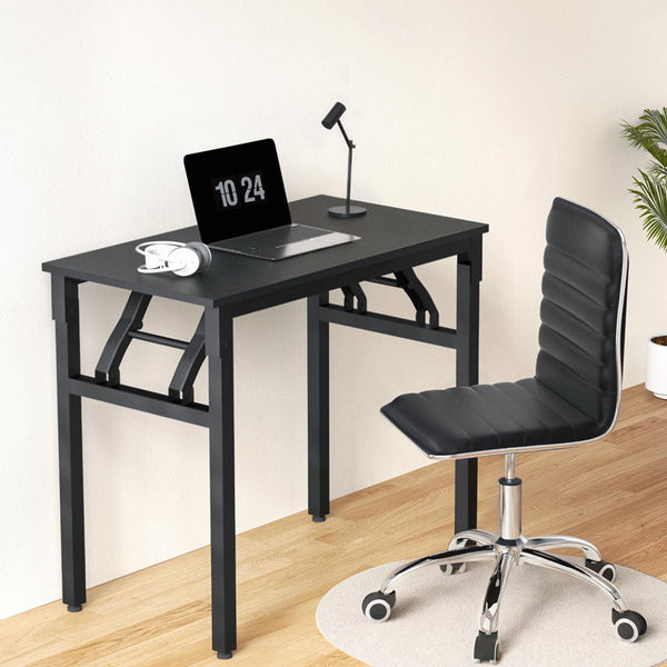 Artiss Computer Desk Office Chair Pu Leather Set Foldable Home Study Table Black Home Office Desks