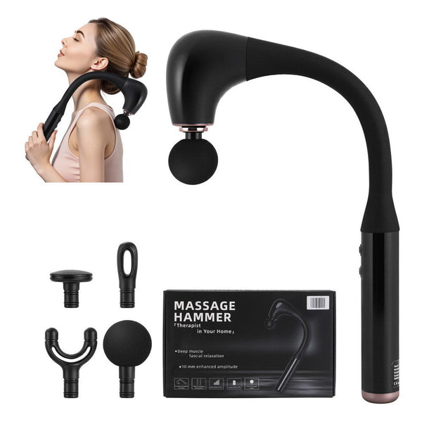 Everfit Massage Gun U Shaped Extended Handle Percussion Massager 4 Heads Massagers