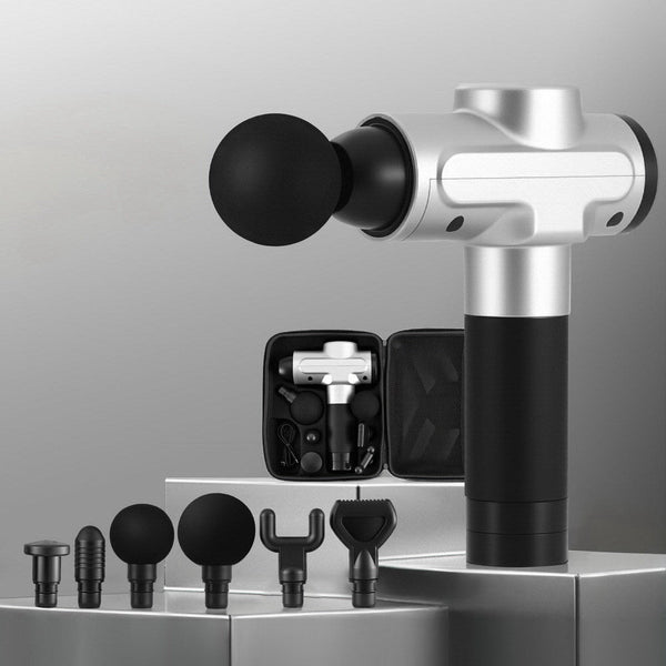 Everfit Massage Gun 30 Speed 6 Heads Vibration Muscle Massager Chargeable Silver Massagers