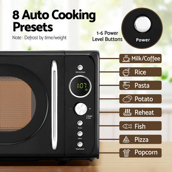 Devanti 20L Microwave Oven 700W Black Microwaves