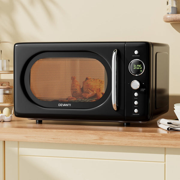 Devanti 20L Microwave Oven 700W Black Microwaves