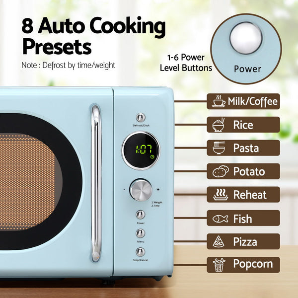 Devanti 20L Microwave Oven 800W Blue Microwaves