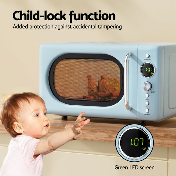 Devanti 20L Microwave Oven 800W Blue Microwaves