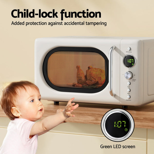 Devanti 20L Microwave Oven 700W Cream Microwaves
