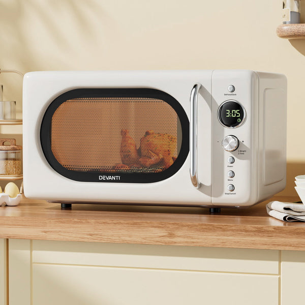 Devanti 20L Microwave Oven 700W Cream Microwaves