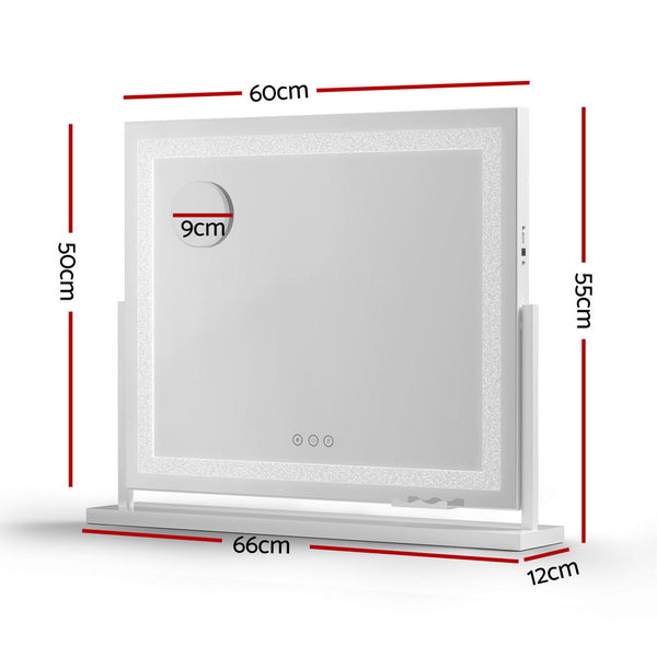 Embellir Makeup Mirror 60X50cm 360～ Rotatable Vanity Mirror With Lights Crystal Led Makeup Mirrors