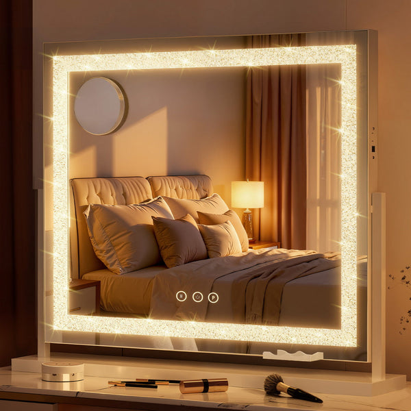 Embellir Makeup Mirror 60X50cm 360～ Rotatable Vanity Mirror With Lights Crystal Led Makeup Mirrors