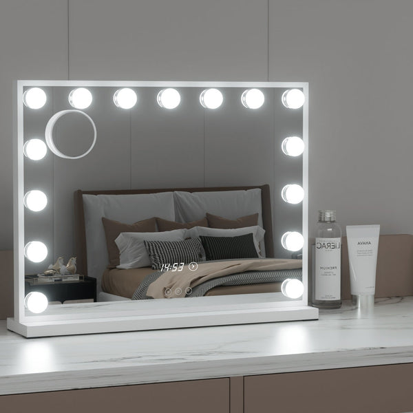 Embellir Makeup Mirror 58X45cm Hollywood Vanity With Led Light Tabletop White Makeup Mirrors