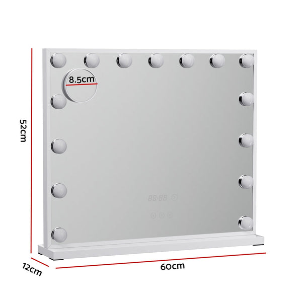 Embellir Makeup Mirror 60X52cm Hollywood Vanity With Led Light Tabletop White Makeup Mirrors