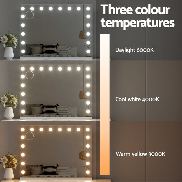 Embellir Makeup Mirror 80X58cm Hollywood Vanity With Led Light Tabletop Wall Makeup Mirrors