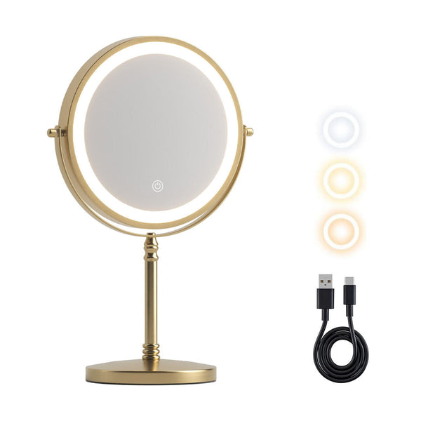 Embellir Lighted Makeup Mirror 10X Magnification Double Sided Gold Makeup Mirrors