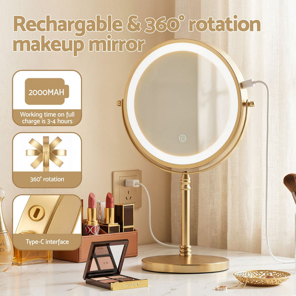 Embellir Lighted Makeup Mirror 10X Magnification Double Sided Gold Makeup Mirrors