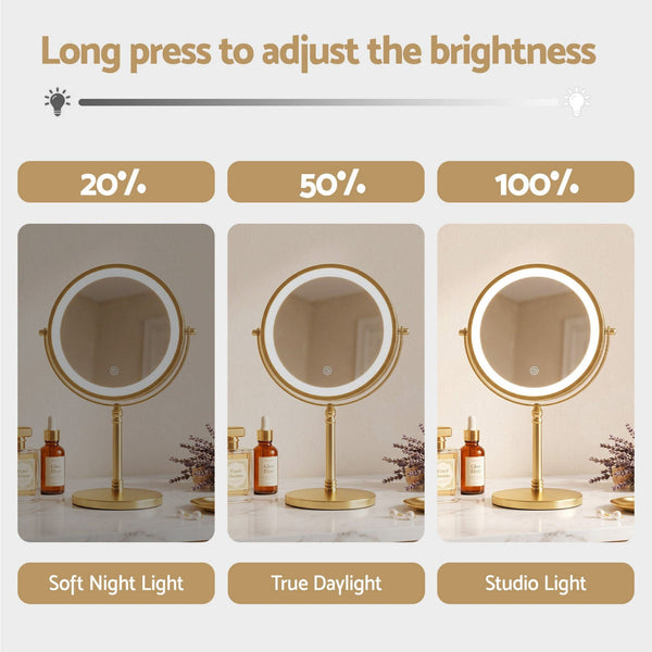 Embellir Lighted Makeup Mirror 10X Magnification Double Sided Gold Makeup Mirrors
