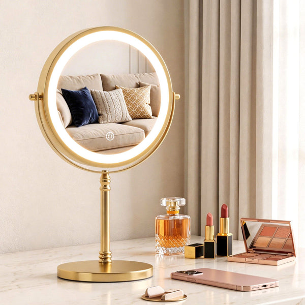 Embellir Lighted Makeup Mirror 10X Magnification Double Sided Gold Makeup Mirrors