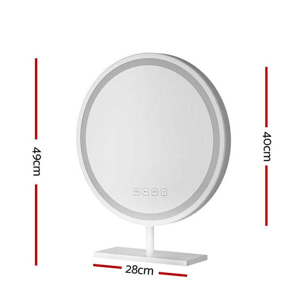 Embellir Makeup Mirror 40X40cm Hollywood Vanity With Led Light Tabletop Round Makeup Mirrors