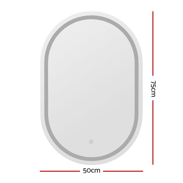 Embellir Led Wall Mirror With Light 50X75cm Bathroom Decor Oval Vanity Mirrors