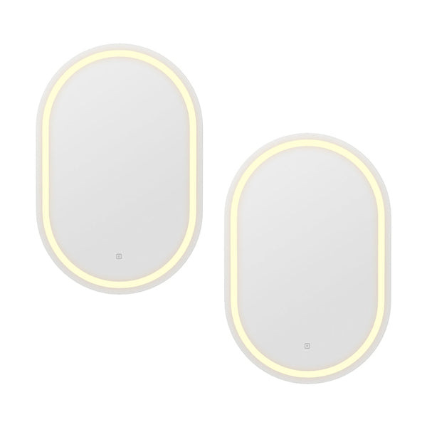 Embellir 2 Led Wall Mirror With Light 50X75cm Bathroom Decor Oval Vanity Mirrors