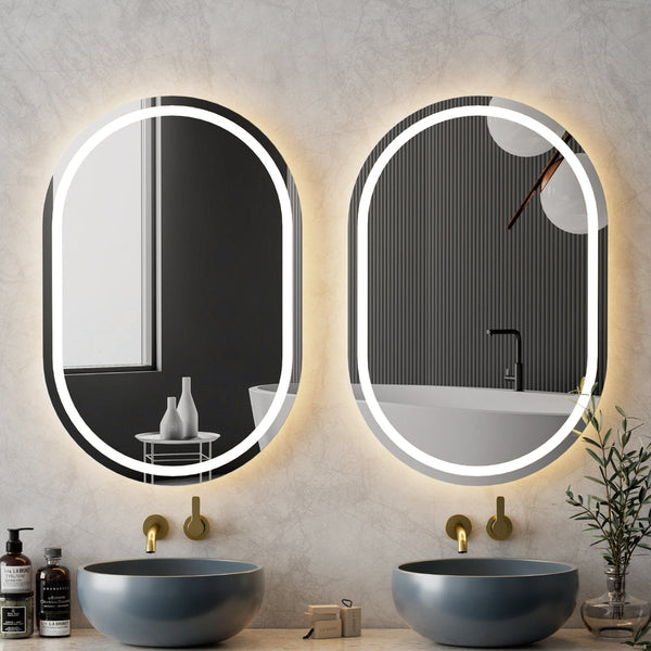 Embellir 2 Led Wall Mirror With Light 50X75cm Bathroom Decor Oval Vanity Mirrors