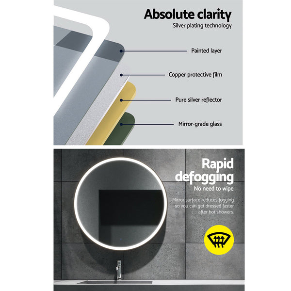 Embellir 2 Wall Mirror 80Cm With Led Light Makeup Home Decor Bathroom Round Vanity Mirrors