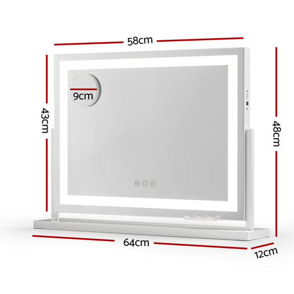 Embellir Makeup Mirror 58X46cm 360 Rotatable Vanity With Lights Bright Strip Adjustable Makeup Mirrors