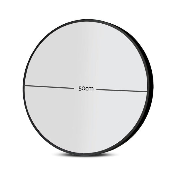 Embellir Wall Mirror Makeup 50Cm Home Decor Framed Mirrors Bathroom Round Black Makeup Mirrors