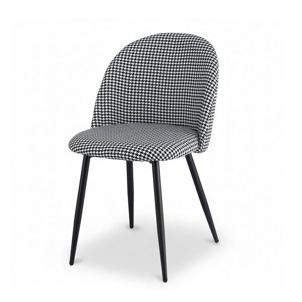 Artiss Set Of 2 Linen Solid Curved Houndstooth Dining Chairs
